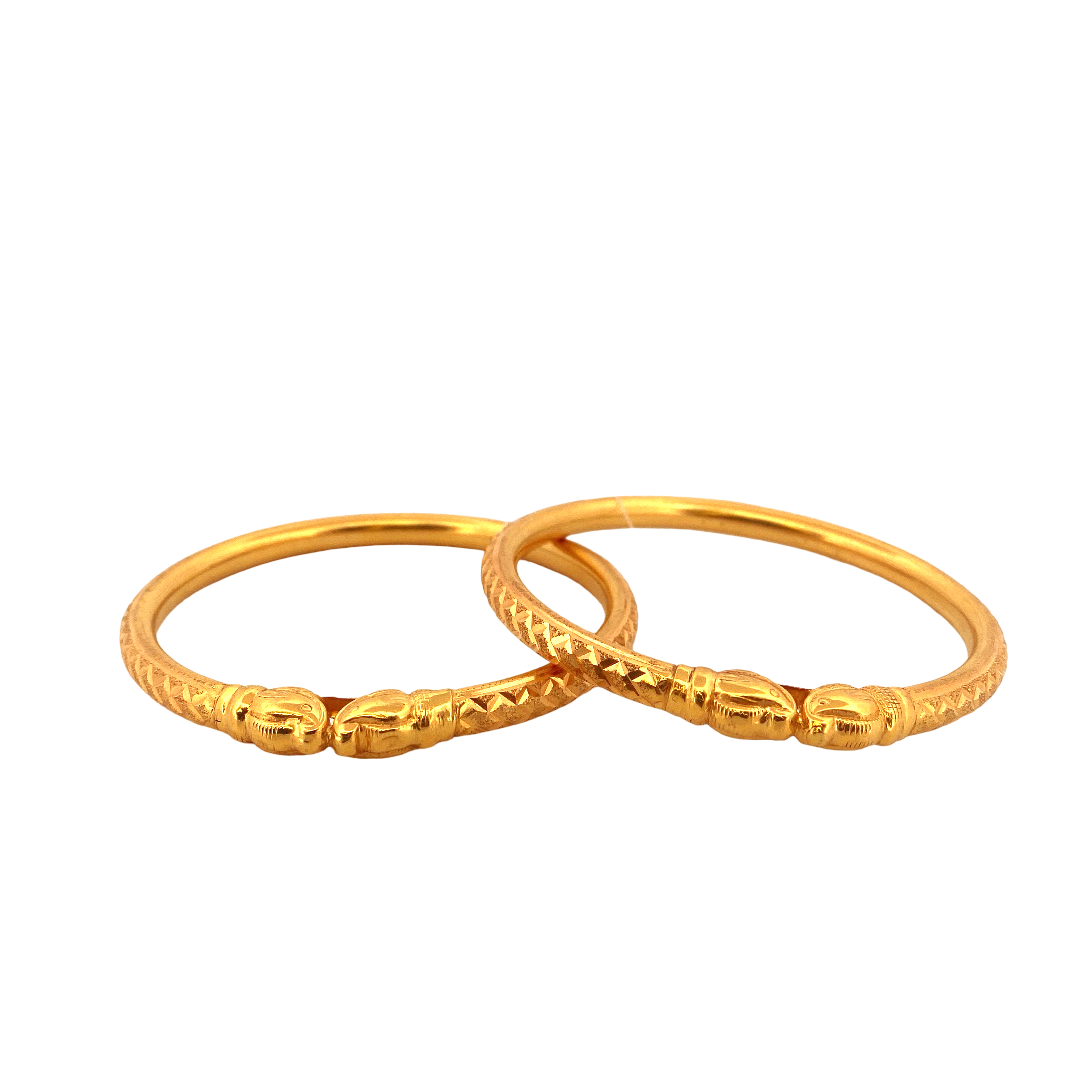 22K Gold Laser Cut Designer 2 Pieces Set of Ladies Bangles
