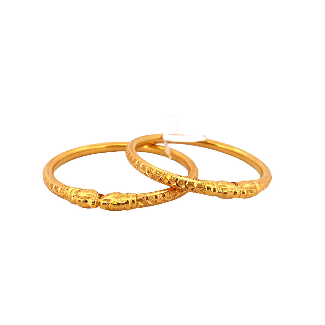 22K Gold Laser Cut Designer 2 Pieces Set of Ladies Bangles