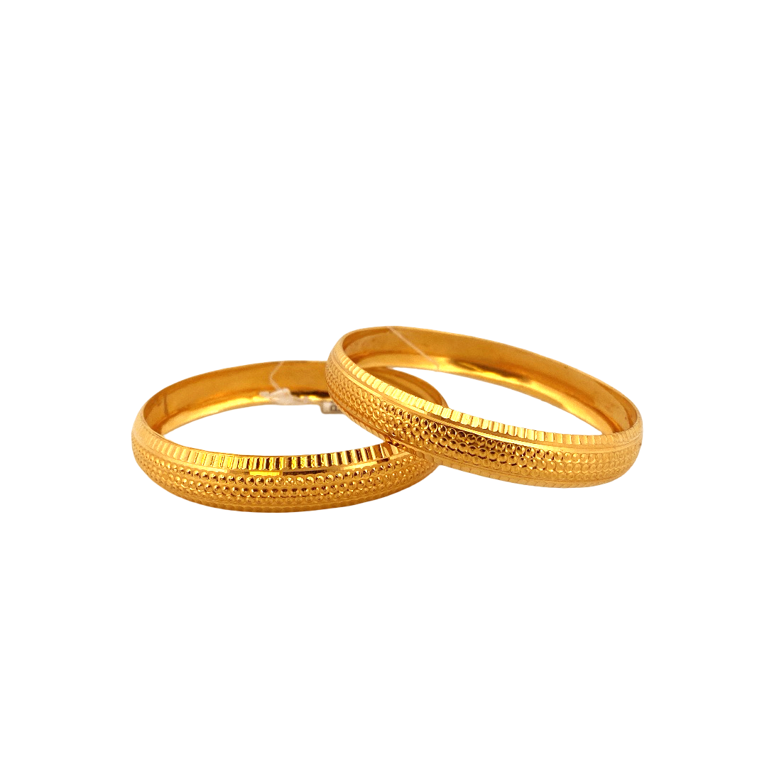 22K Gold Laser Cut Designer 2 Pieces Set of Ladies Bangles