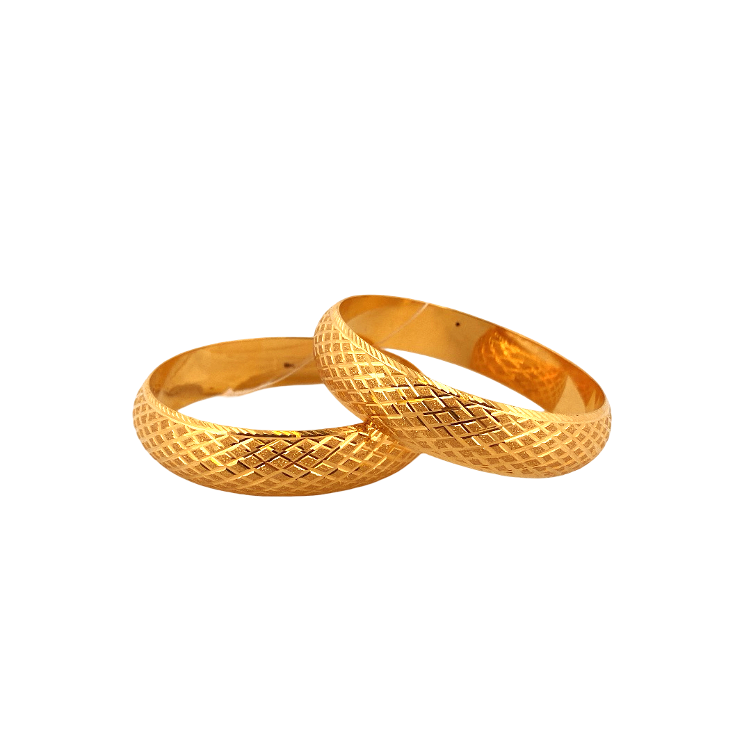 22K Gold Laser Cut Designer 2 Pieces Set of Ladies Bangles