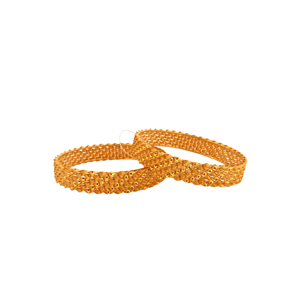 22K Gold Laser Cut Designer 2 Pieces Set of Ladies Bangles