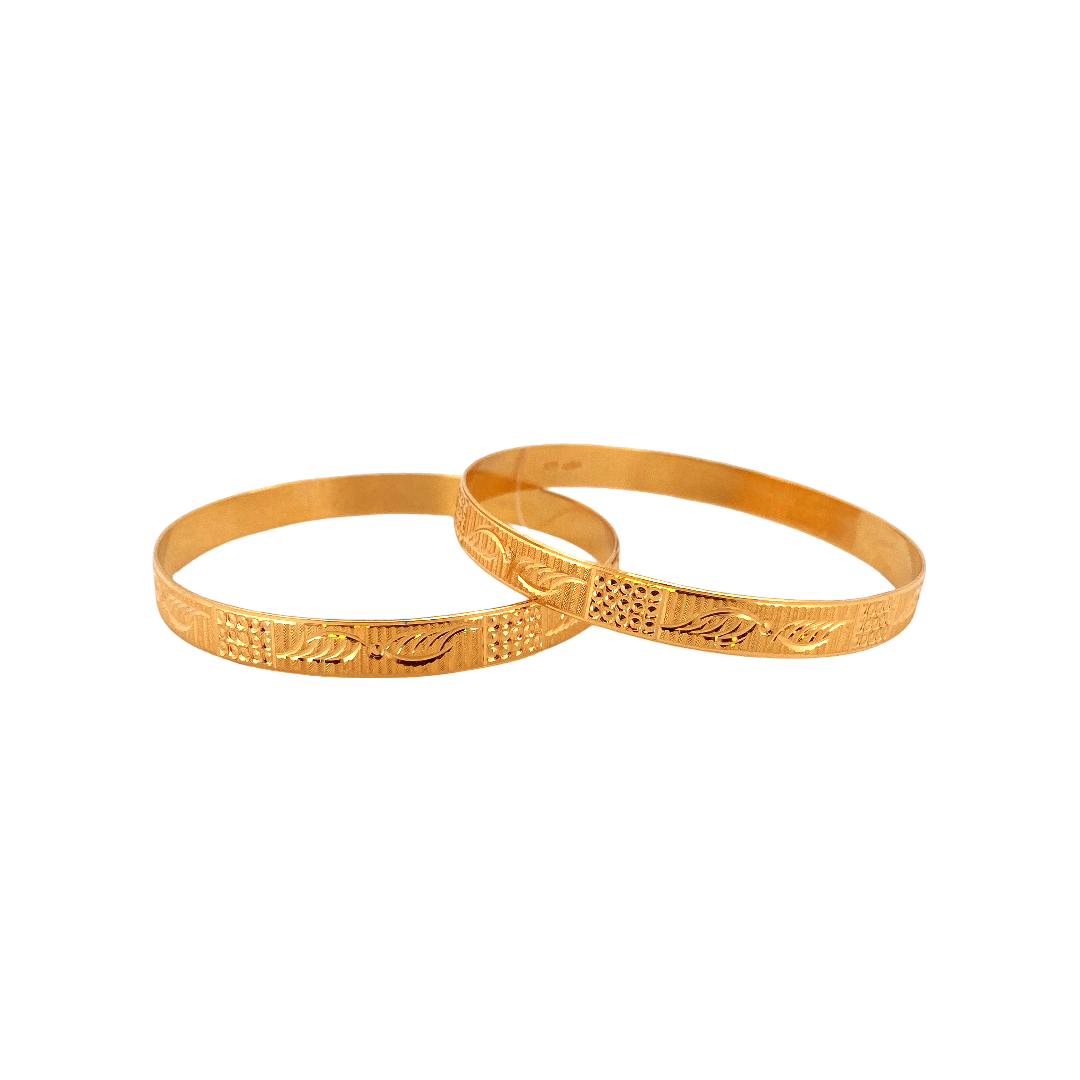 22K Gold Laser Cut Designer 2 Pieces Set of Ladies Bangles