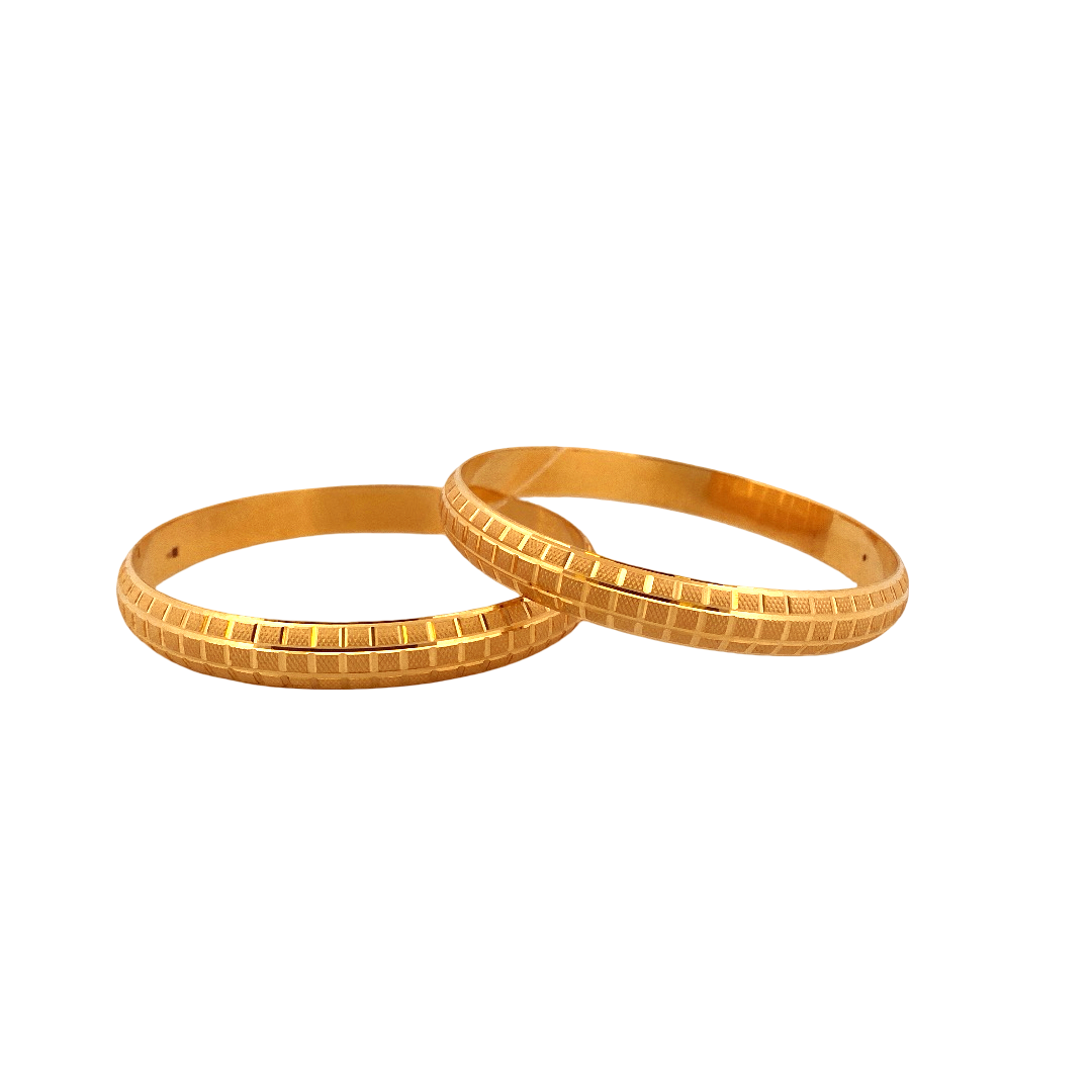 22K Gold Laser Cut Designer 2 Pieces Set of Ladies Bangles