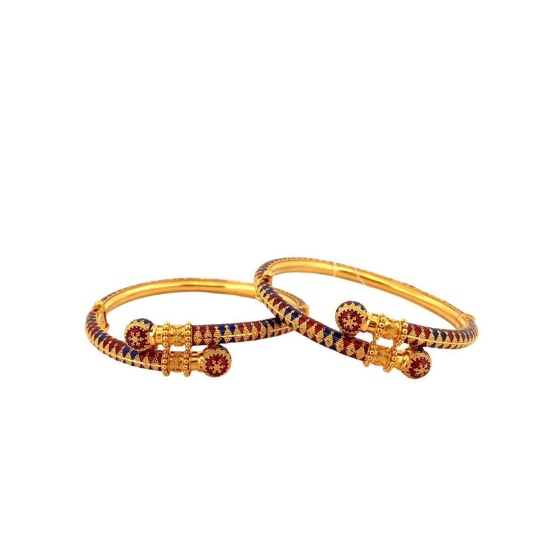 22K Gold Meena Designer 2 Pieces Set of Ladies Bangles