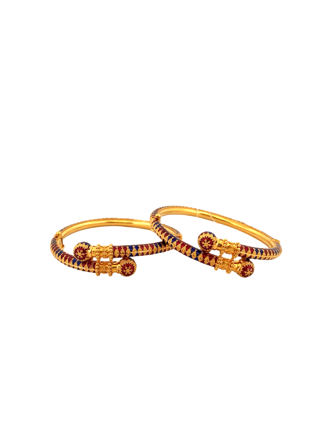 22K Gold Meena Designer 2 Pieces Set of Ladies Bangles