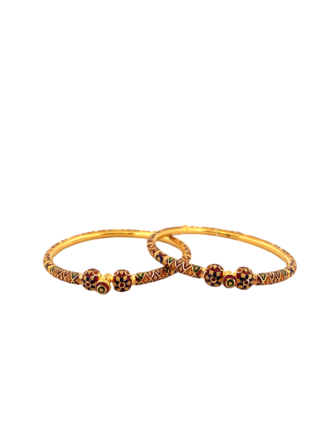 22K Gold Meena Designer 2 Pieces Set of Ladies Bangles