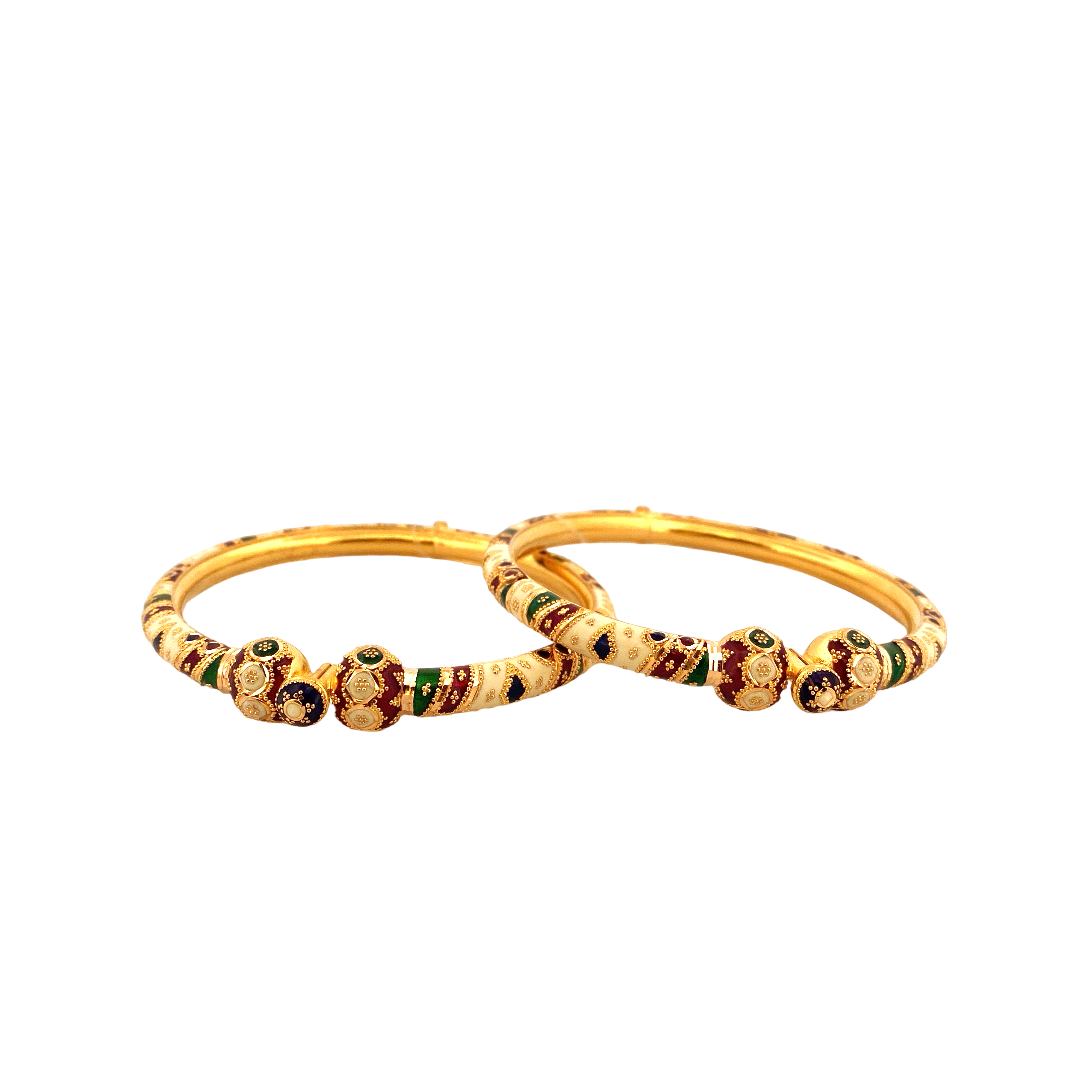 22K Gold Meena Designer 2 Pieces Set of Ladies Bangles