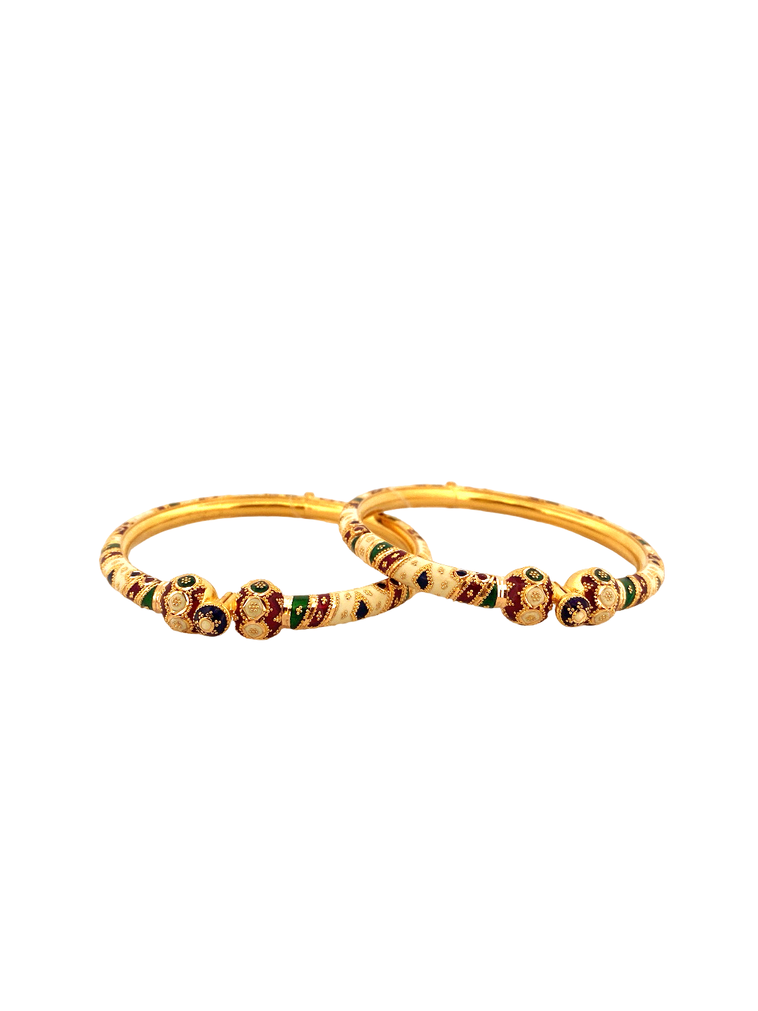 22K Gold Meena Designer 2 Pieces Set of Ladies Bangles