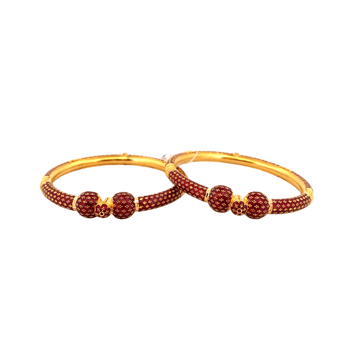 22K Gold Meena Designer 2 Pieces Set of Ladies Bangles