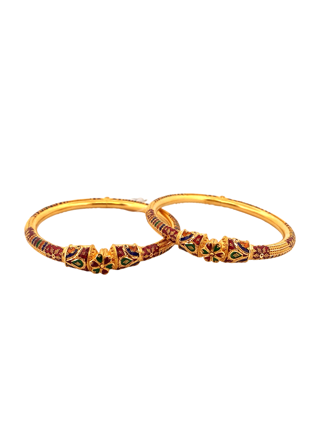 22K Gold Meena Designer 2 Pieces Set of Ladies Bangles