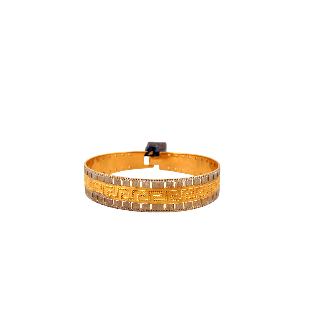22K Gold Two-tone Designer Ladies Single Bangle