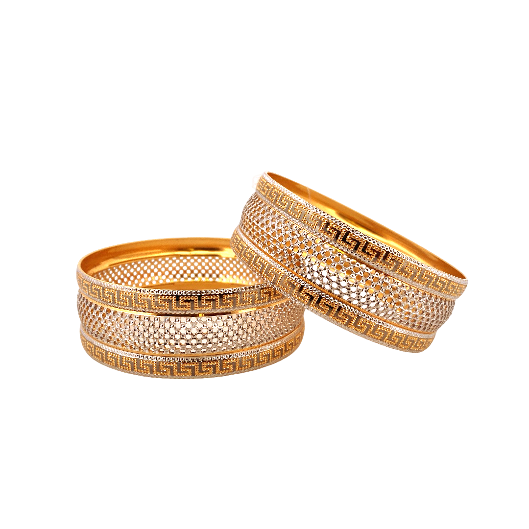 22K Gold Two-tone Designer 2 Pieces Set Of Ladies Bangles