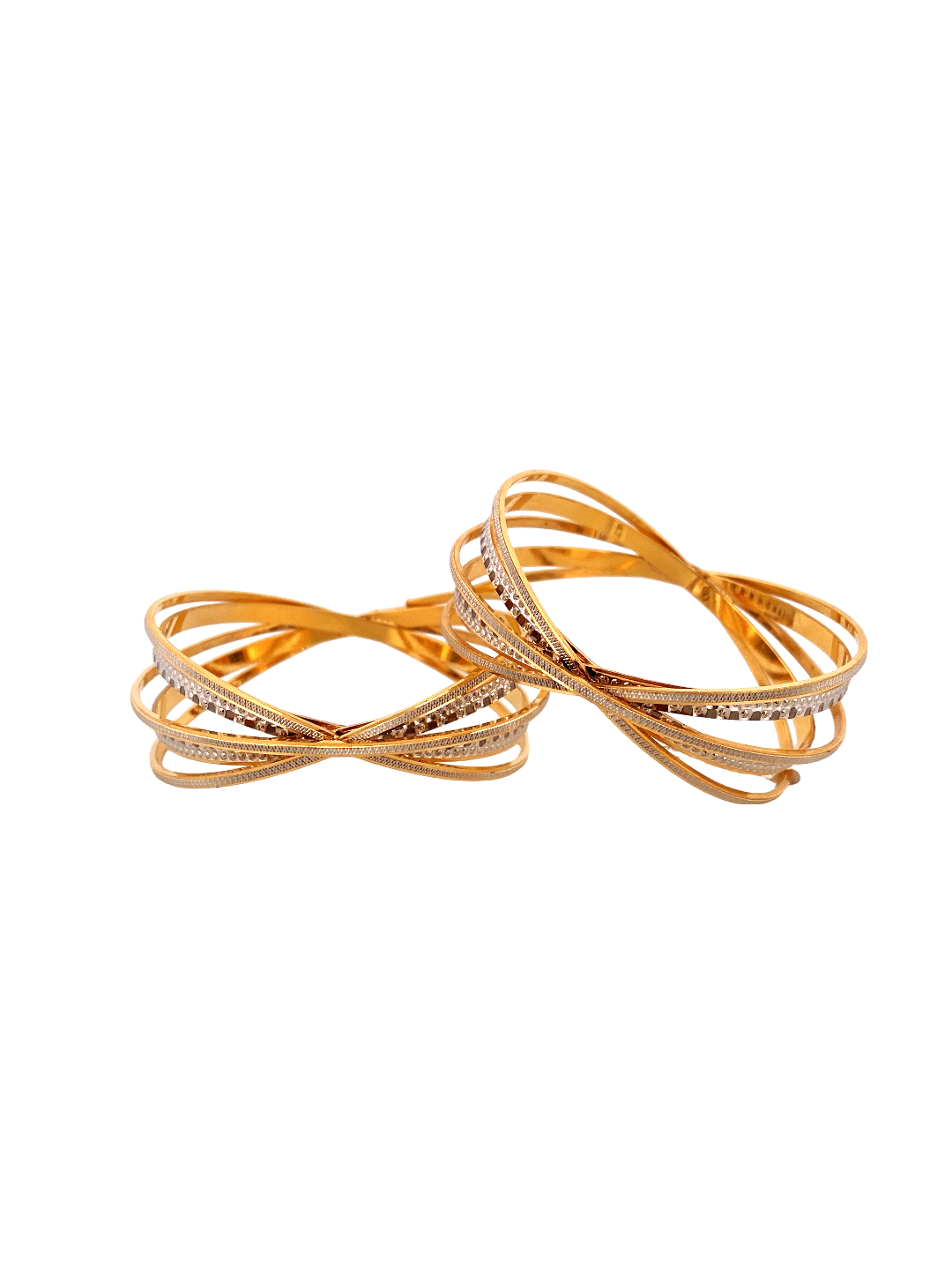 22K Gold Two-tone Designer 2 Pieces Set Of Ladies Bangles