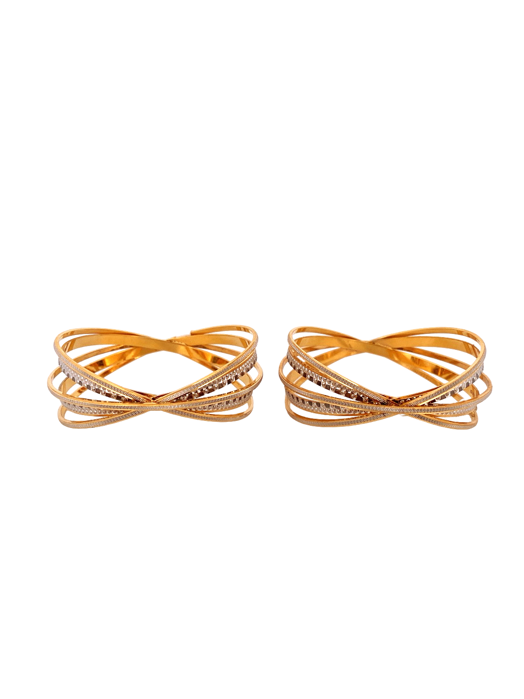 22K Gold Two-tone Designer 2 Pieces Set Of Ladies Bangles