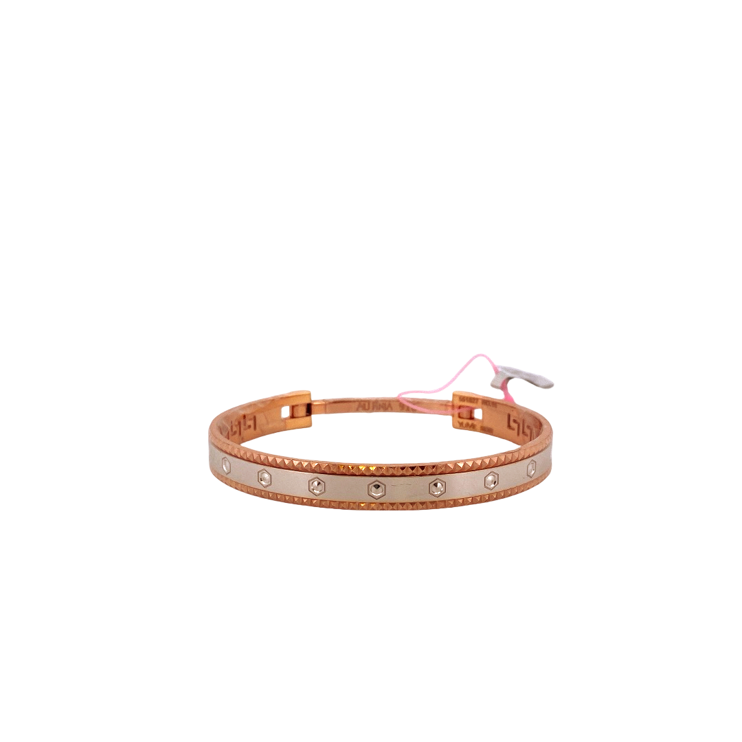 22K Gold Two-tone Designer Ladies Single Bangle