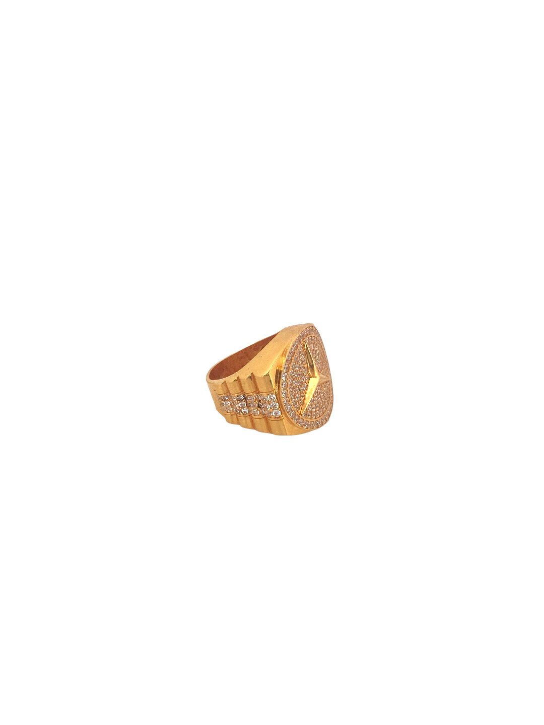 22K Gold CZ Designer Men's Ring