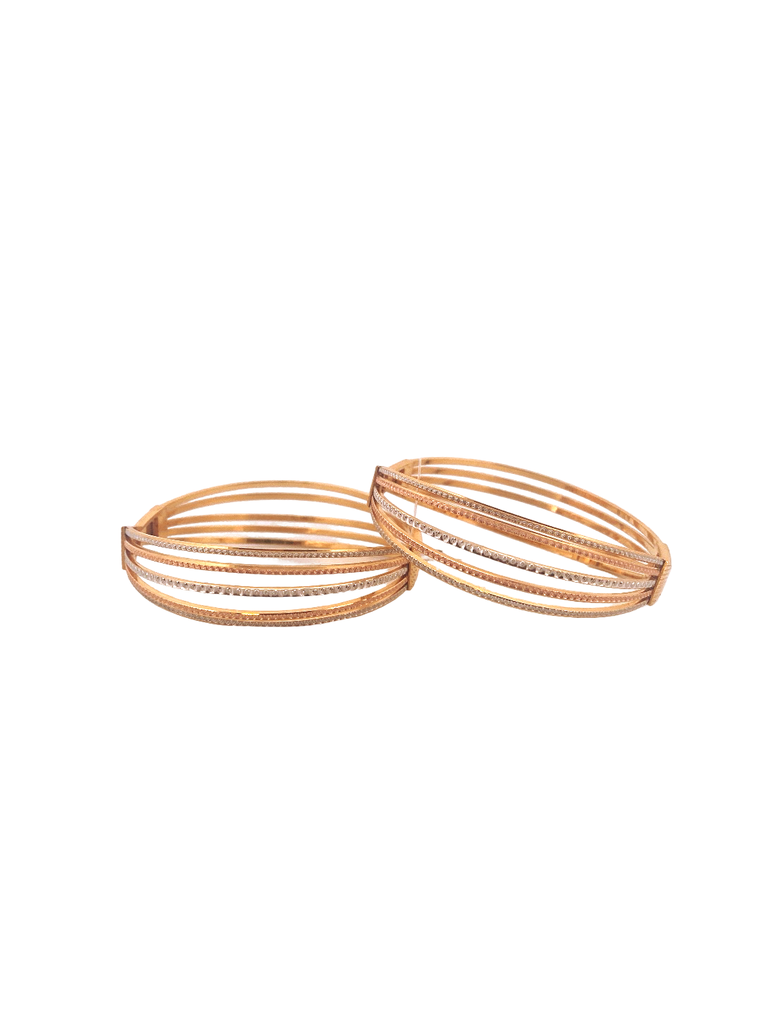 22K Gold Tri-tone Designer 2 Pieces Set Of Ladies Bangles
