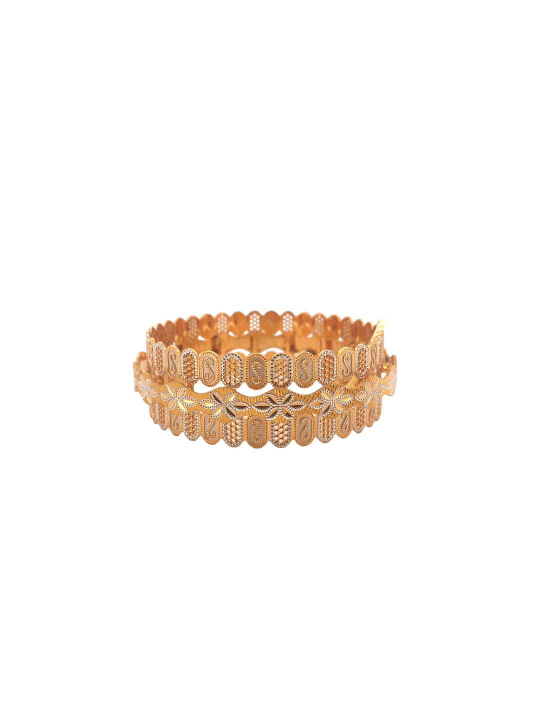 22K Gold Two-tone Designer Ladies Single Bangle