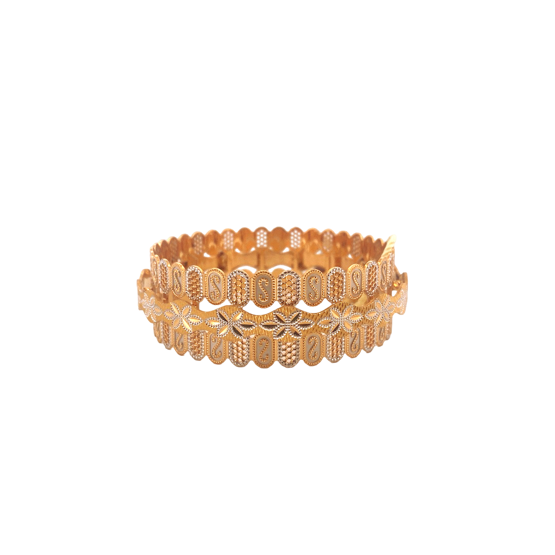 22K Gold Two-tone Designer Ladies Single Bangle