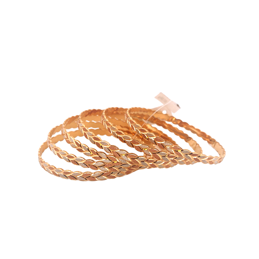22K Gold Tri-tone Designer 6 Pieces Set Of Ladies Bangles