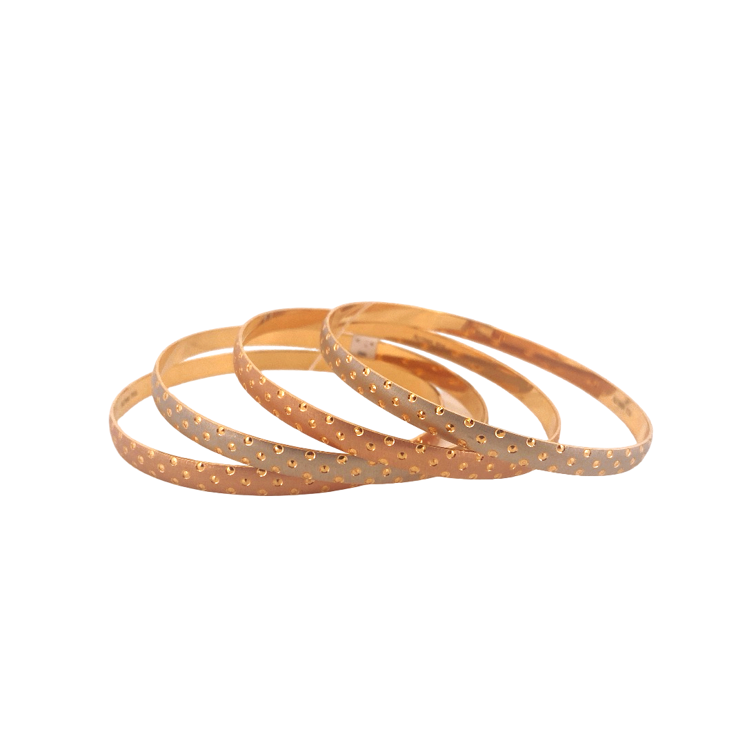 22K Gold Two-tone Designer 4 Pieces Set Of Ladies Bangles