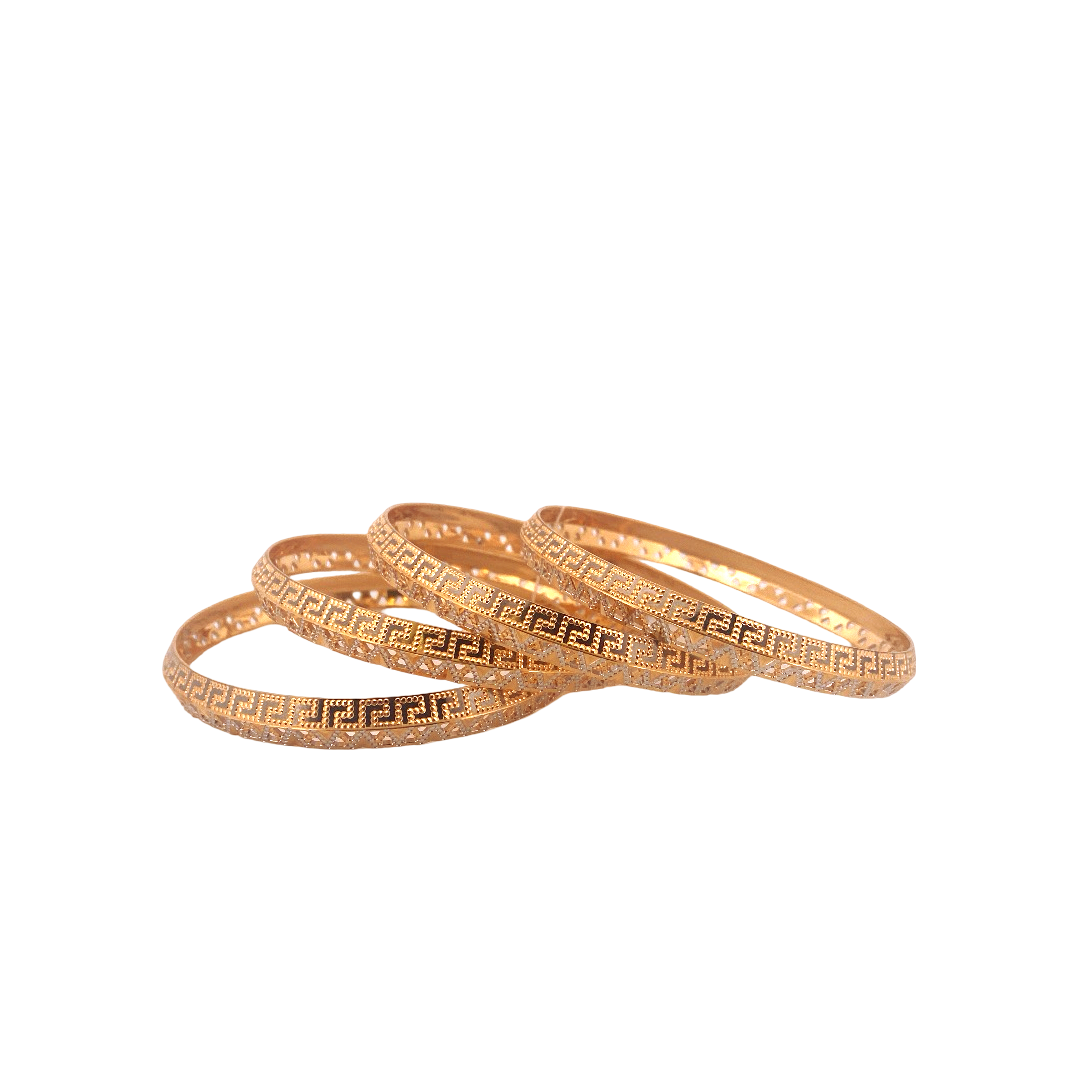 22K Gold Two-tone Designer 4 Pieces Set Of Ladies Bangles