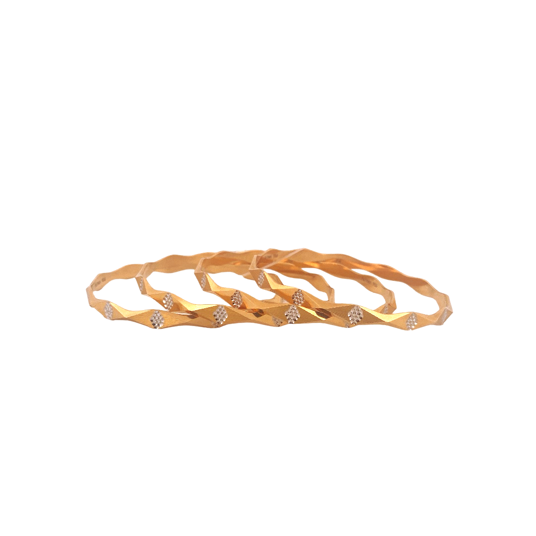22K Gold Two-tone Designer 4 Pieces Set Of Ladies Bangles