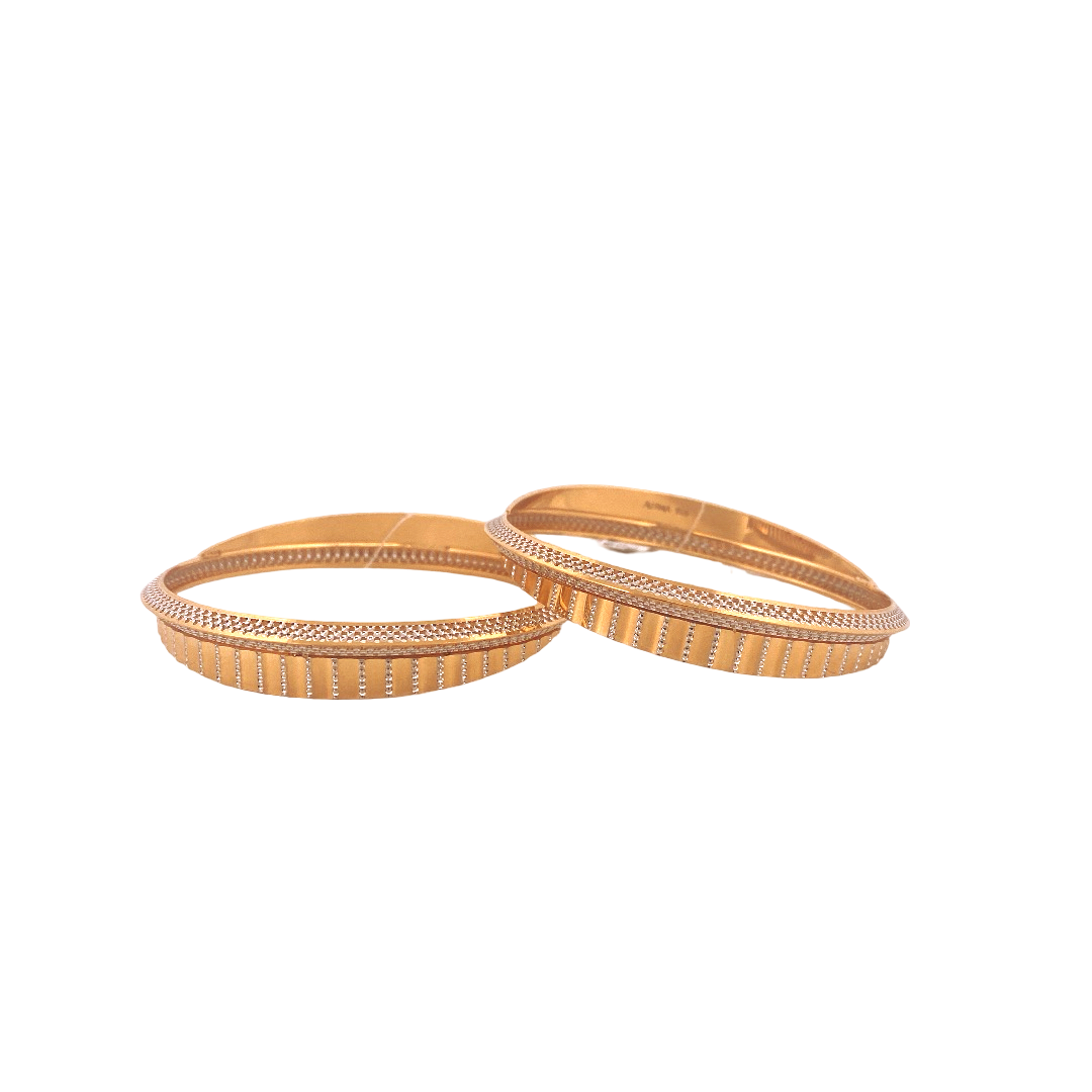 22K Gold Two-tone Designer 2 Pieces Set Of Ladies Bangles