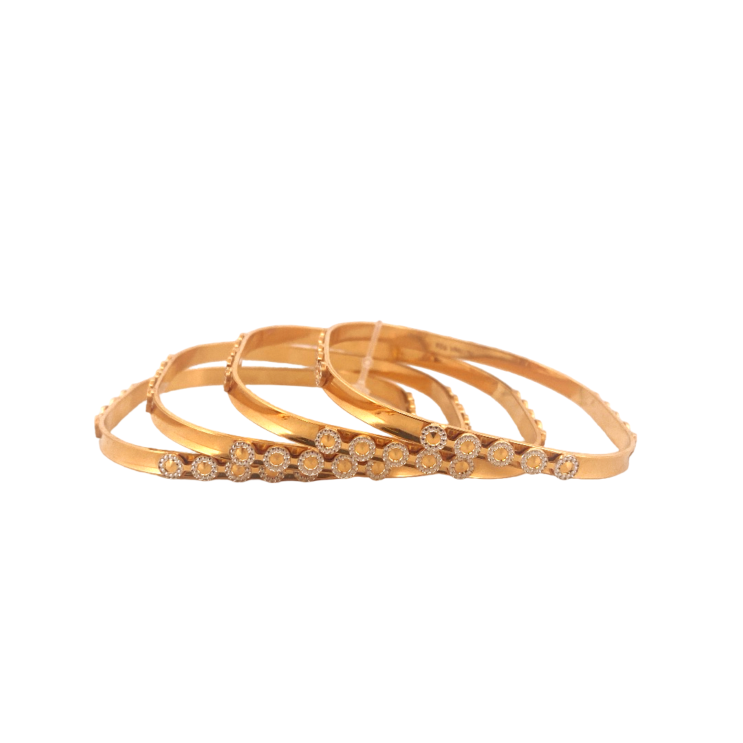 22K Gold Two-tone Designer 4 Pieces Set Of Ladies Bangles