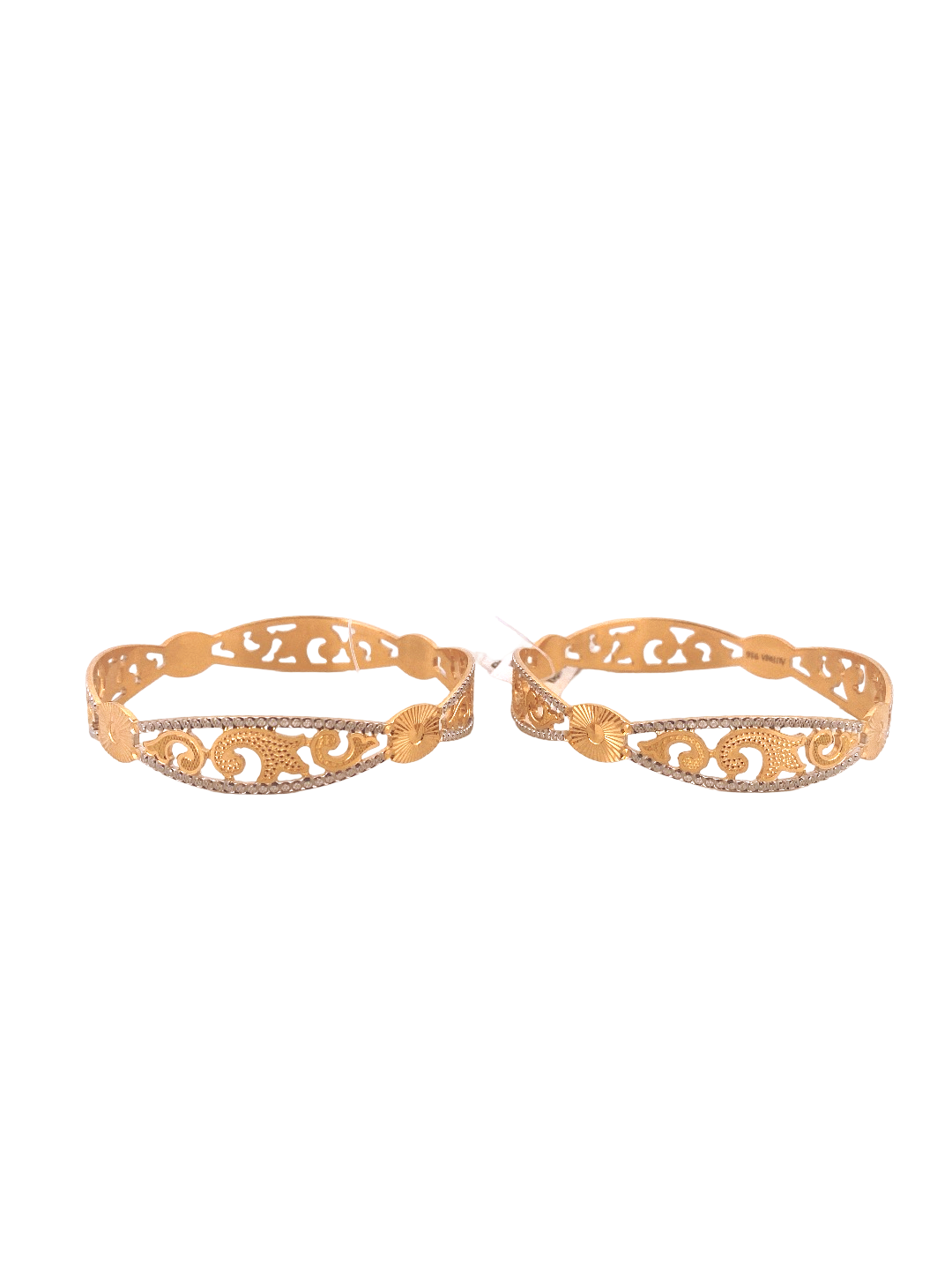 22K Gold Two-tone Designer 2 Pieces Set Of Ladies Bangles