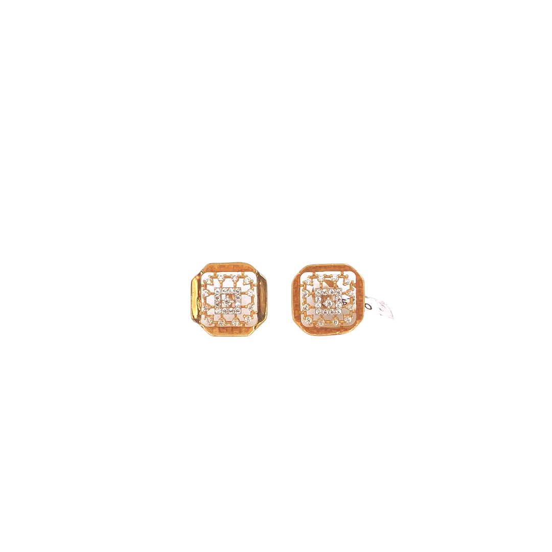 22K Gold CZ Designer Ladies Stud Earrings