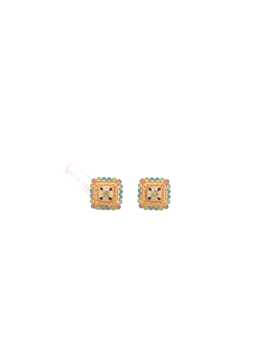 22K Gold Meena Designer Ladies Stud Earrings