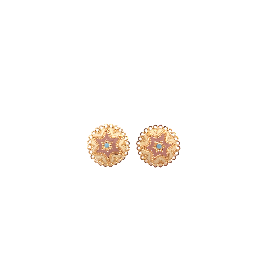 22K Gold Meena Designer Ladies Stud Earrings