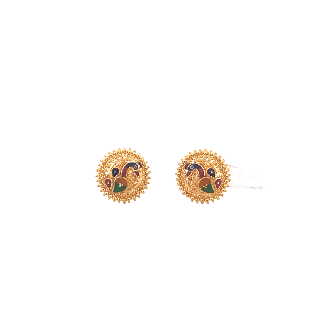 22K Gold Designer Ladies Stud Earrings