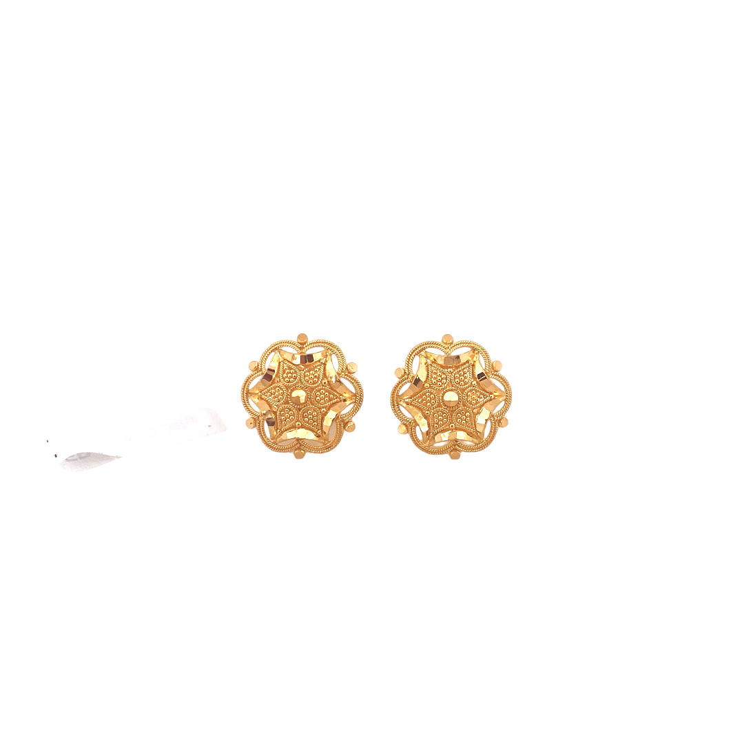 22K Gold Designer Ladies Stud Earrings