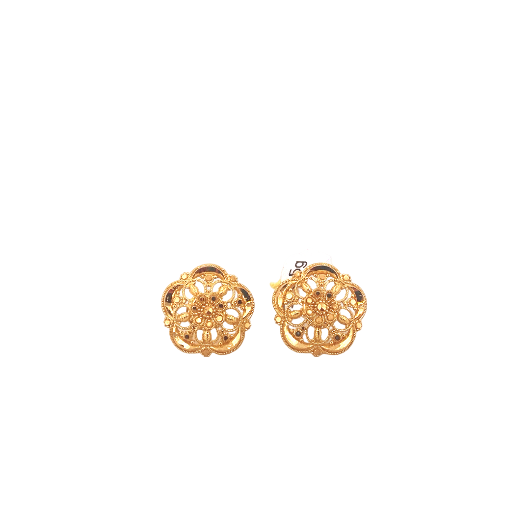 22K Gold Designer Ladies Stud Earrings