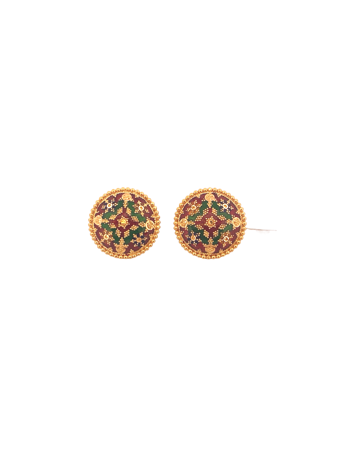 22K Meena Gold Designer Ladies Stud Earrings