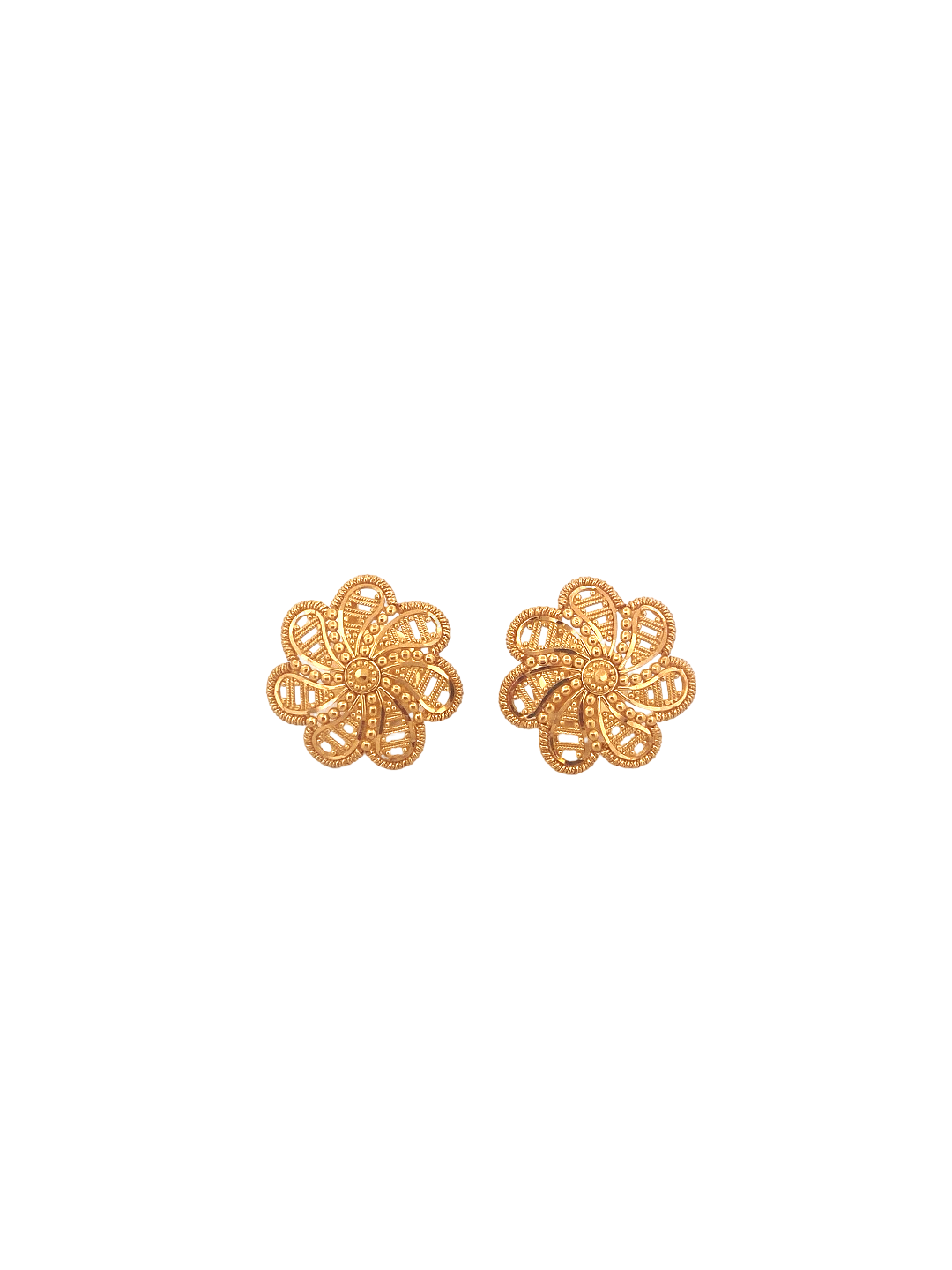 22K Gold Flower Designer Ladies Stud Earrings