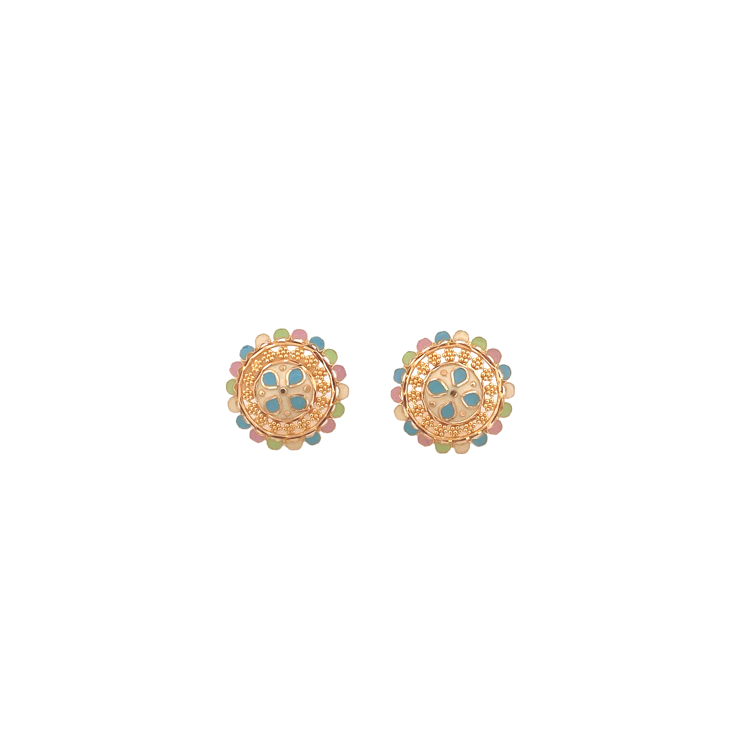 22K Gold Meena Designer Ladies Stud Earrings