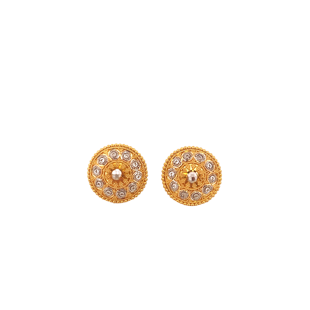22K Gold Two-tone Designer Ladies Stud Earrings