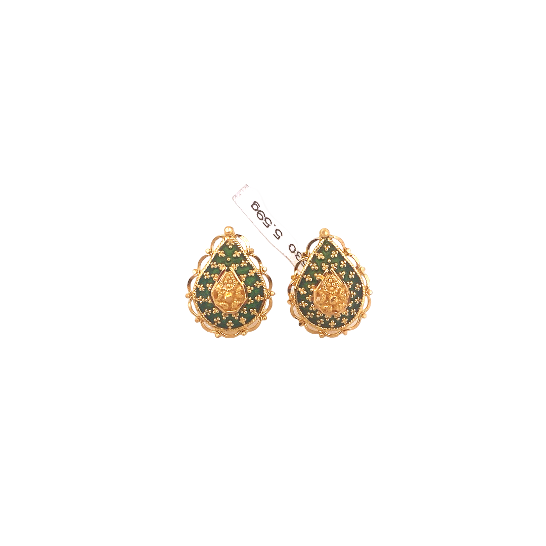 22K Gold Meena Designer Ladies Stud Earrings