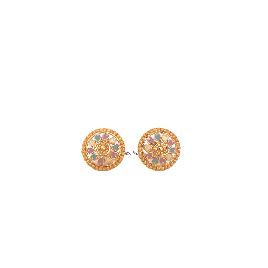 22K Gold Designer Ladies Stud Earrings