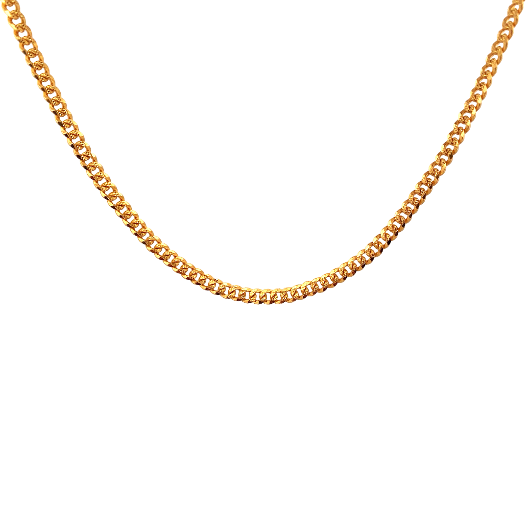 22'' 22K Gold Designer Curb Link Chain