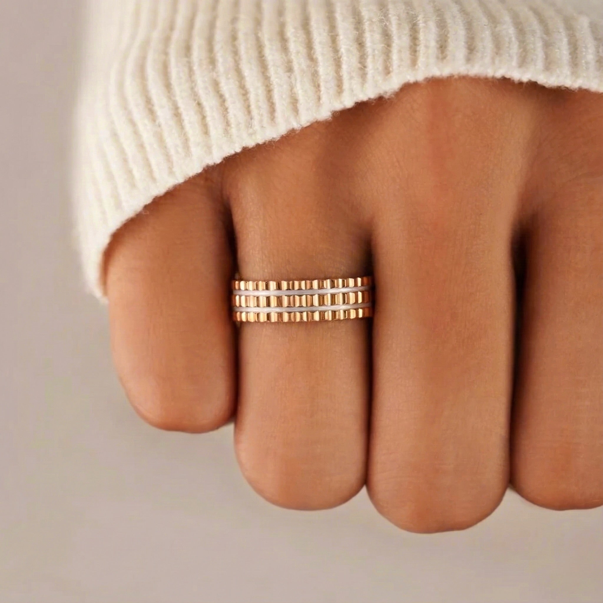 22K Two-tone Gold Designer Band