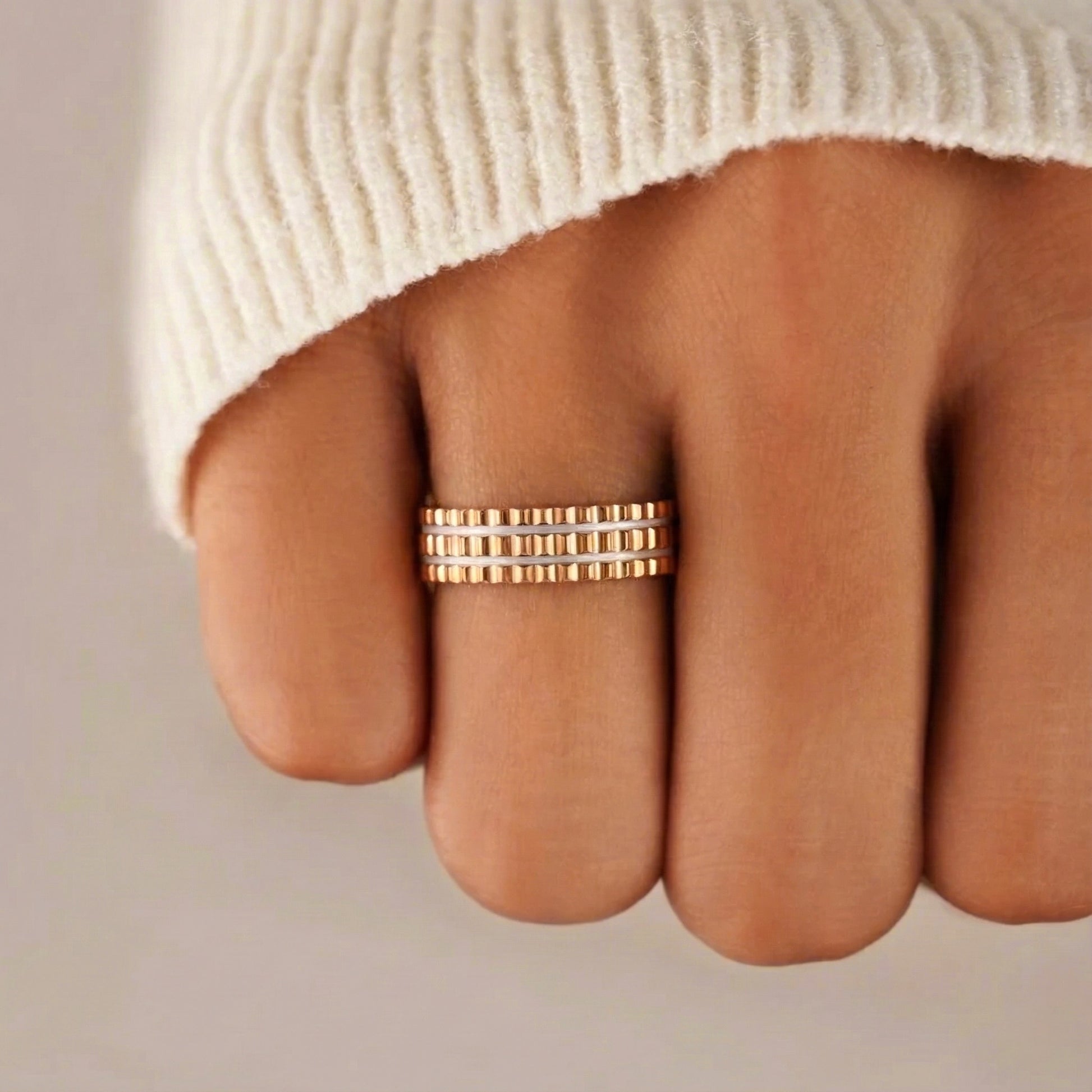 22K Two-tone Gold Designer Band