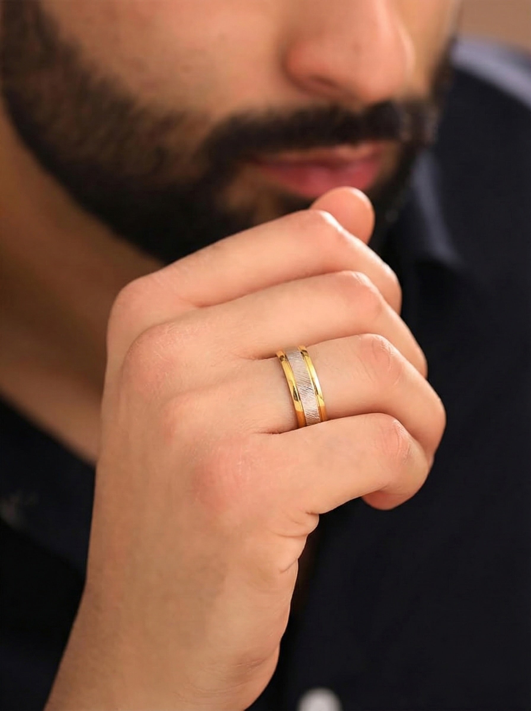 22K Gold Two-tone Designer Band