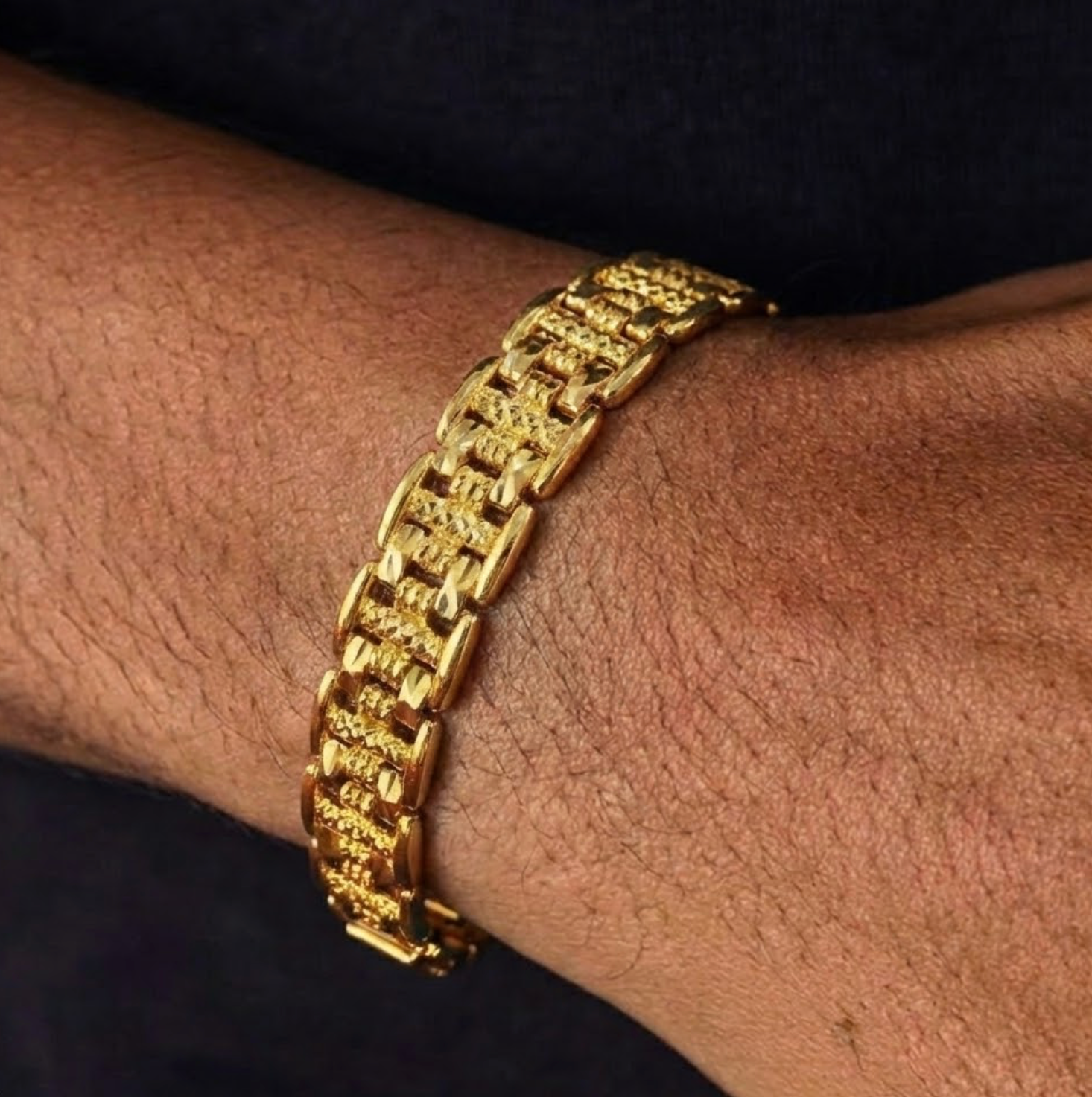 22K Gold Curb Link Designer Men's Bracelet