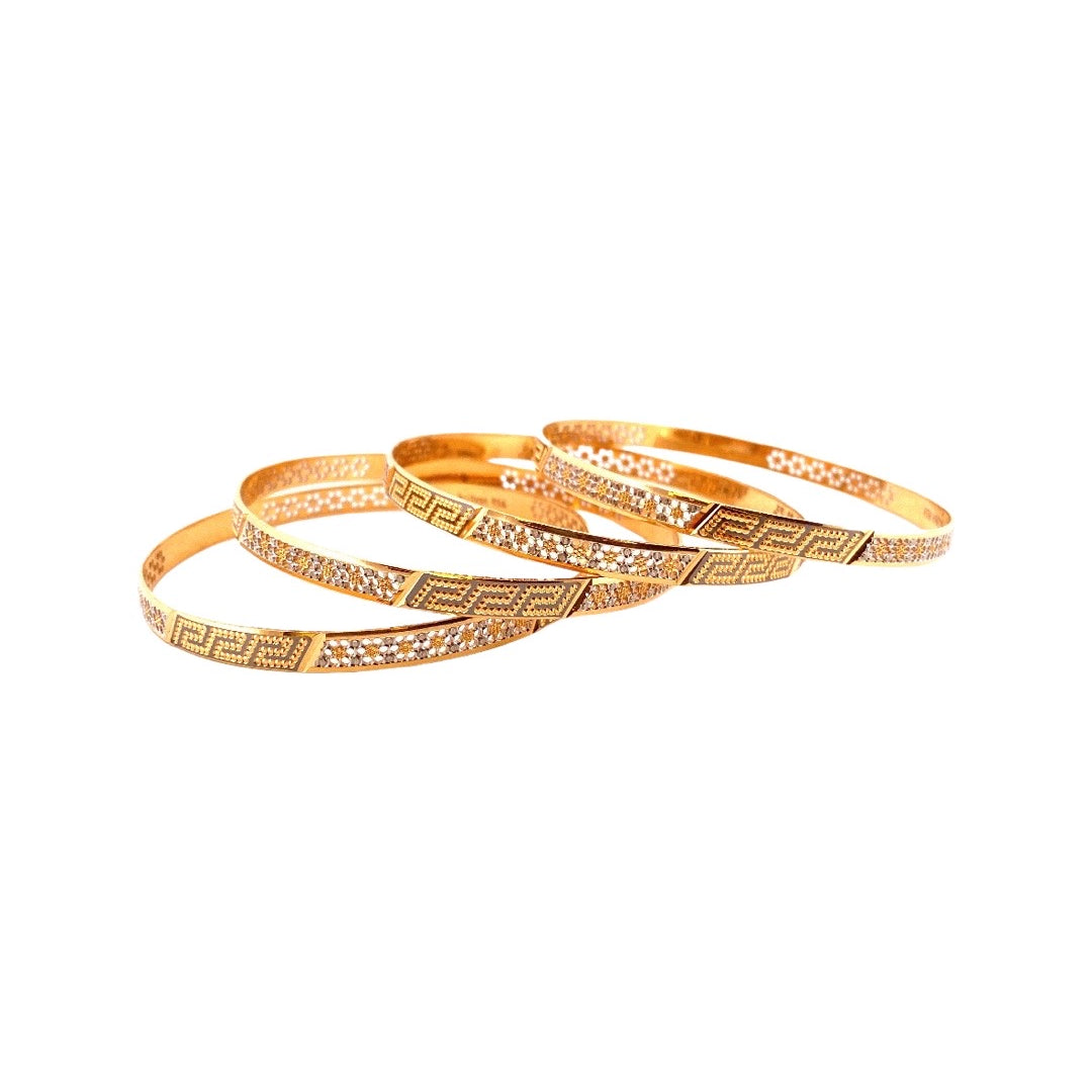 22K Gold Two-tone 4 Pieces Set of Bangles