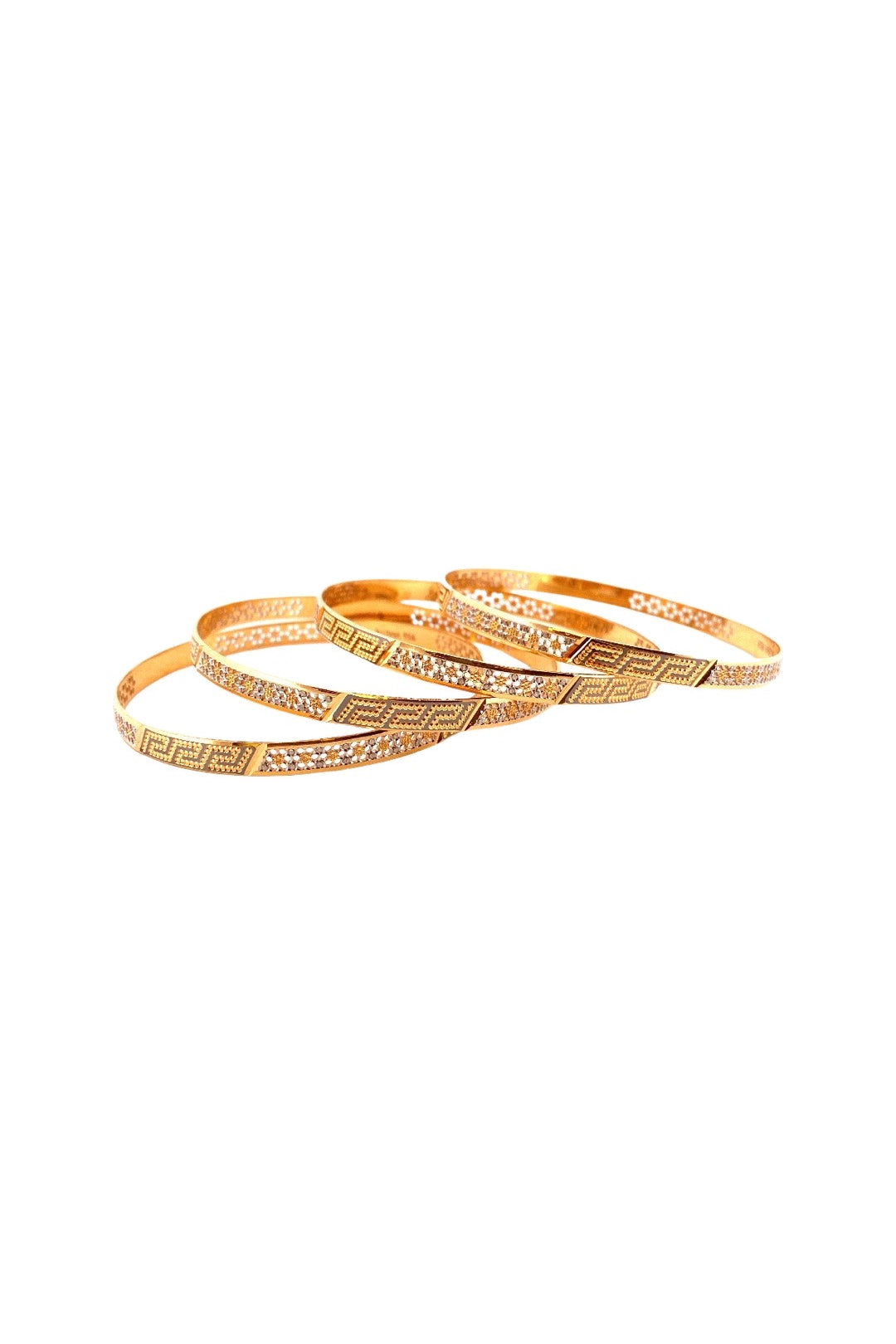 22K Gold Two-tone 4 Pieces Set of Bangles