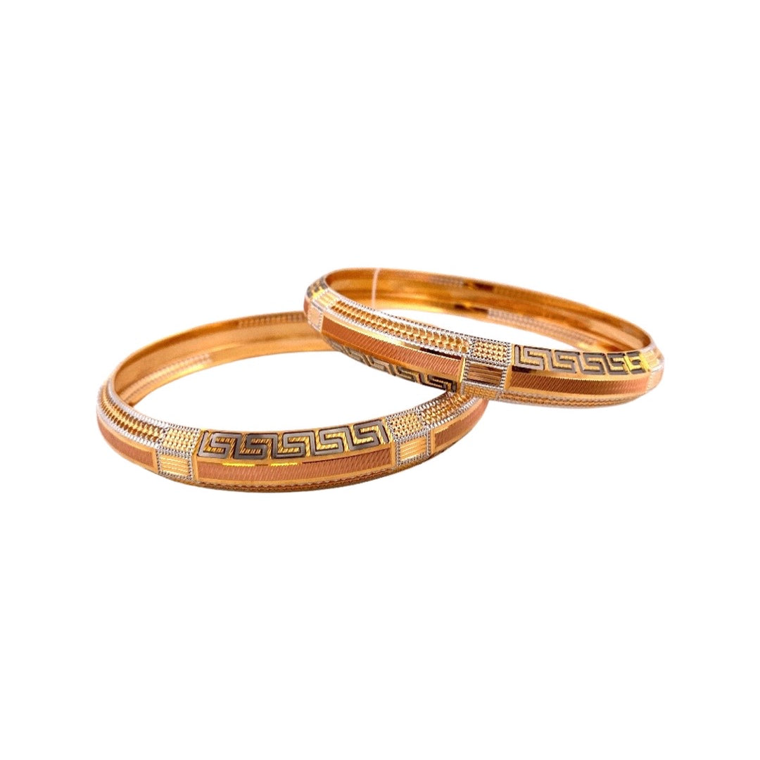 22K Gold Two-tone Vintage Designer Pair of Bangles